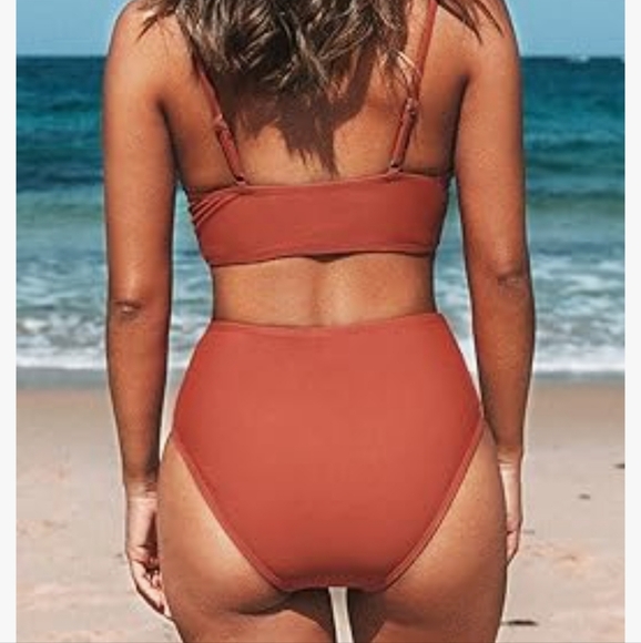 Marsala Twist High Waisted Bikini Set - Picture 2 of 5